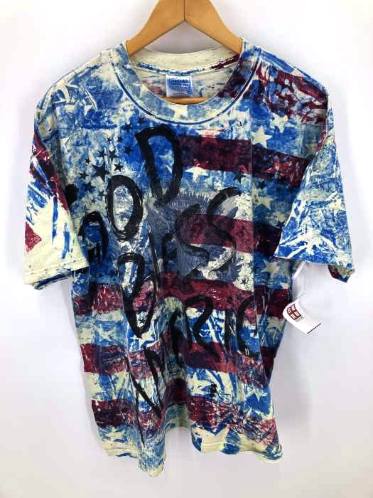 GILDAN GOD BLESS AMERICA ペイントプリントTシャツ メンズ JPN：XL
