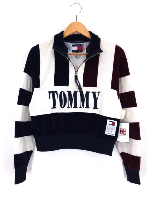 tommy jeans(トミージーンズ) 刺繍ベロアハーフジッププルオーバー レディース import:XS