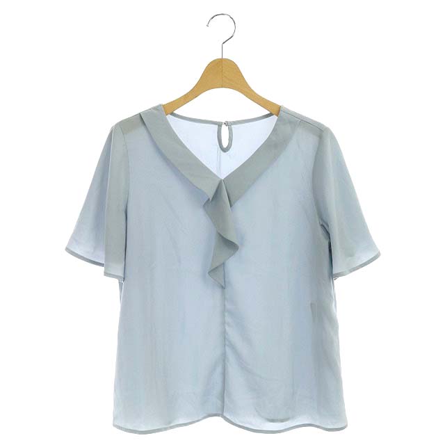 ROPE PICNIC(ロペピクニック) 21SS ジョーゼットフロントフリルブラウス プルオーバー 半袖 38 グレー /ES ■OS レディース  38(日本サイズM相当)