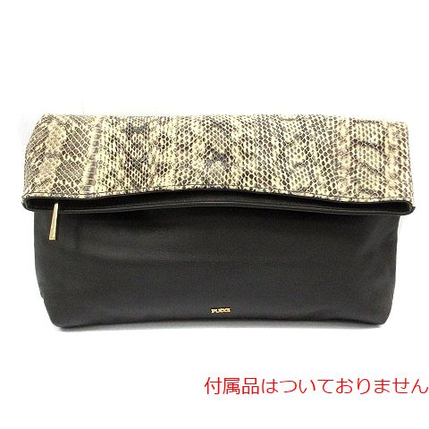 EMILIO PUCCI(エミリオプッチ) クラッチバッグ パイソンレザー 白 ホワイト 茶 ブラウン /AK16 レディース