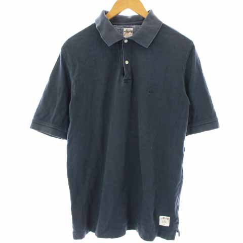 Stussy(ステューシー) ポロシャツ スカルプリント 半袖 コットン S 紺 ネイビー /BM5 メンズ  S