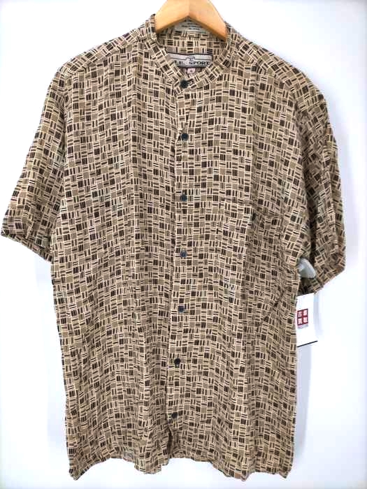 USED古着(ユーズドフルギ) M.E.SPORT スタンドカラー総柄レーヨン S/S シャツ メンズ import：XL