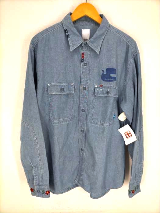 Liberaiders(リベレイダース) PEACE CHAMBRAY SHIRT 刺繍シャンブレーシャツ メンズ 表記無