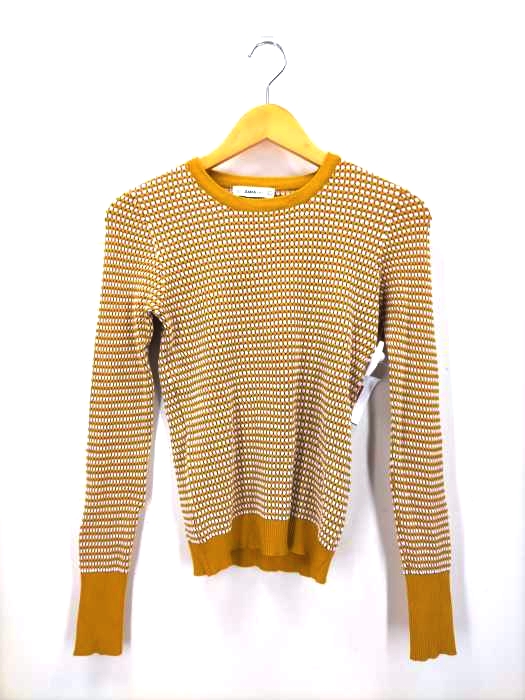 ザラ ZARA 総柄 クルーネックローゲージニット レディース JPN：M
