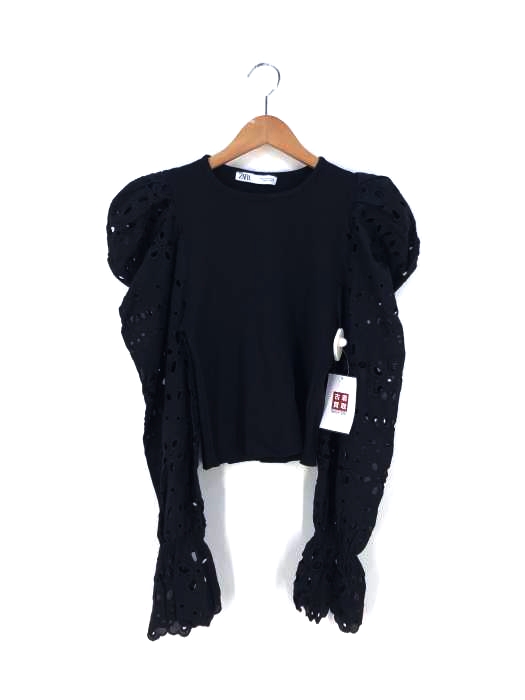 ザラ ZARA 袖花柄カットワークレースブラウス レディース import：M