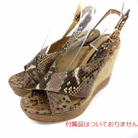 PELLICO(ペリーコ) サニー SUNNY サンダル ウェッジソール パイソン型押し シューズ ストラップ 38 23.5cm 茶 ブラウン /HZ34 レディース  38（日本サイズ23.5cm相当）