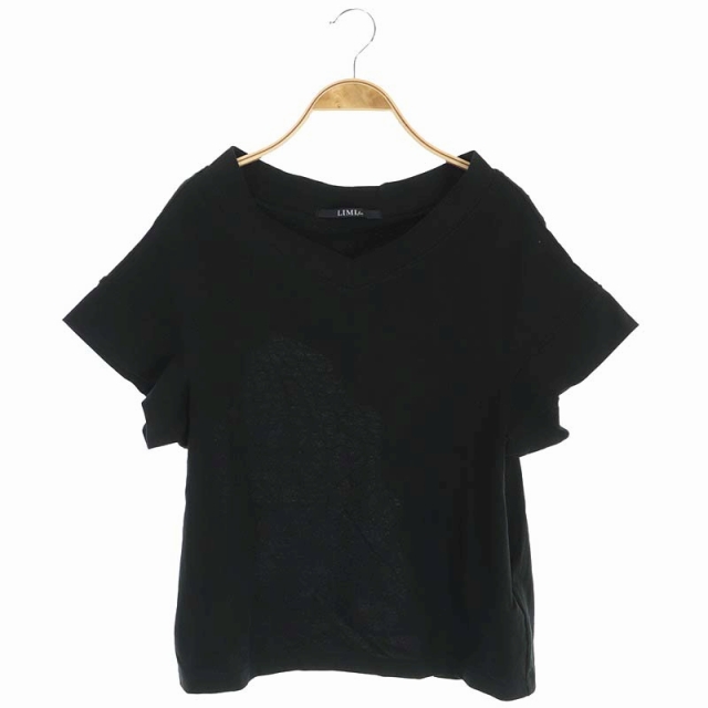 LIMI feu(リミフゥ) Random Net Embroidery V-Neck Tシャツ カットソー 半袖 Vネック バックオープン ネット 2 黒 ブラック /ES ■OS レディース 2(日本サイズM相当)