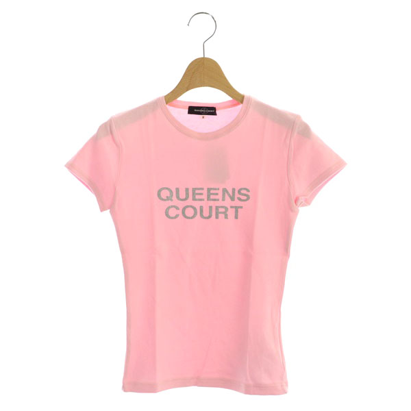 QUEENS COURT(クイーンズコート) ロゴTシャツ カットソー 半袖 プリント ラメ 2 ピンク /MY ■OS レディース  2