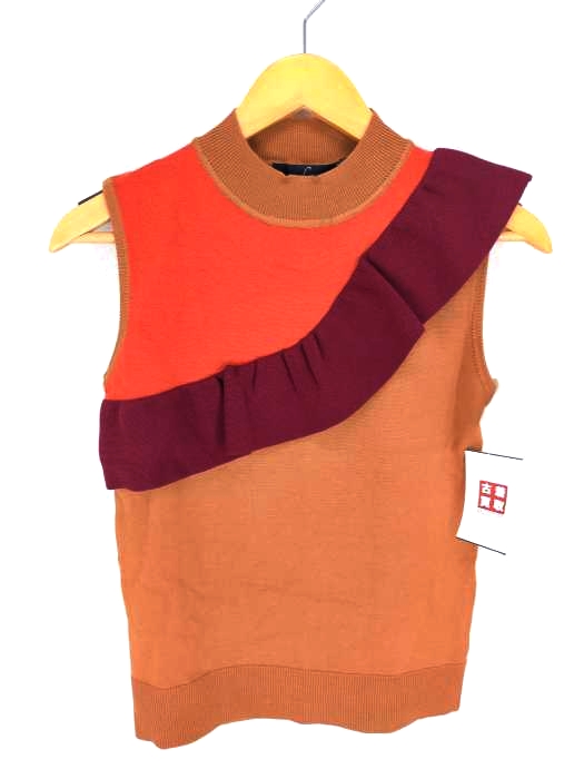 LeoryEBLOA(レオリーエブロア) 配色フリルハイネックKNITトップ レディース  FREE