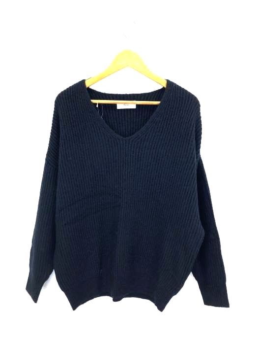AZUL by moussy(アズールバイマウジー) リブニットVネックルーズプルオーバー レディース  S