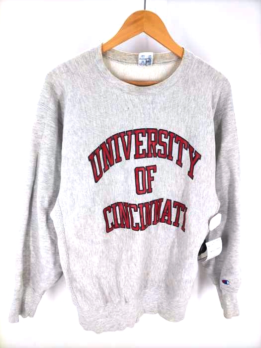 チャンピオン Champion 90s USA製 刺しゅうタグ REVERSE WEAVE カレッジロゴ 三段プリント スウェット メンズ import：XL