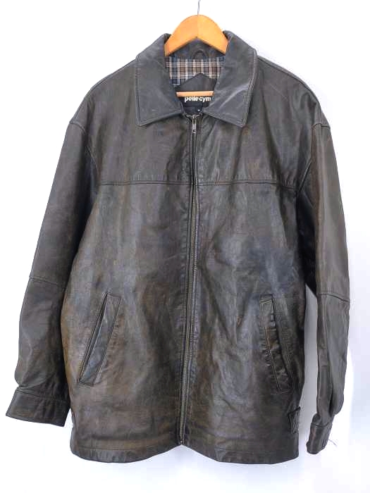 ユーズドフルギ USED古着 {{PELLE CYMA}} ゴートレザージャケット メンズ import：M