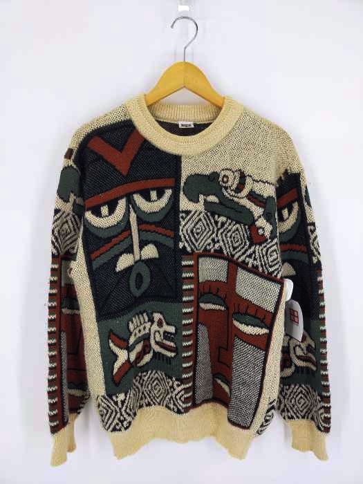 ユーズドフルギ Modigliani 総柄 アルパカ クルーネックニット メンズ import：M