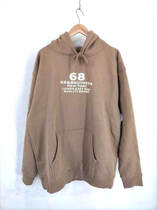 68&BROTHERS NEW YORK(シックスエイトアンドブラザーズ) フロントロゴプリント プルオーバーパーカー メンズ JPN：L