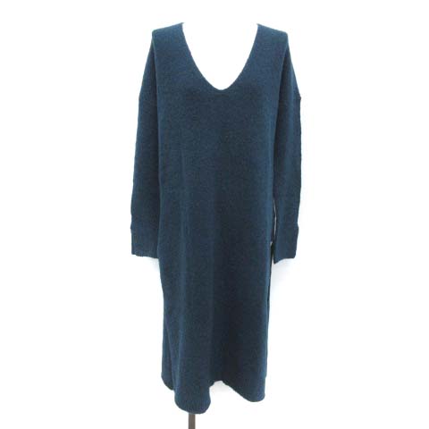 BY MALENE BIRGER(バイマレーヌバーガー) ニットワンピース 長袖 ロング ミモレ Vネック プルオーバー ウール XS 青 ブルー /PJ レディース レディース  XS
