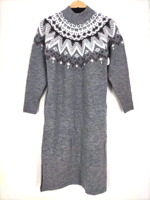 AZUL by moussy(アズールバイマウジー) 求心柄ニットワンピース レディース  M