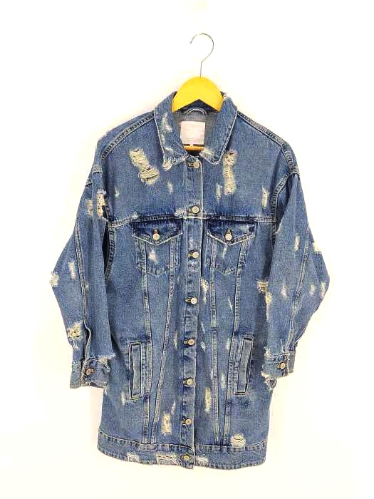 ザラ ZARA ダメージ加工 デニムトラッカージャケット メンズ import：S