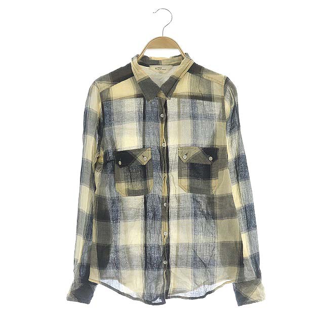 ISABEL MARANT(イザベルマラン) ETOILE ブラウス シャツ 長袖 チェック 前開き 1 ベージュ 黒 ブラック /CM レディース  1（日本サイズS相当）