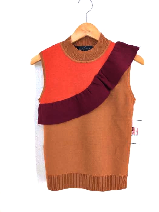 LeoryEBLOA(レオリーエブロア) 配色フリルハイネックKNITトップ レディース  FREE