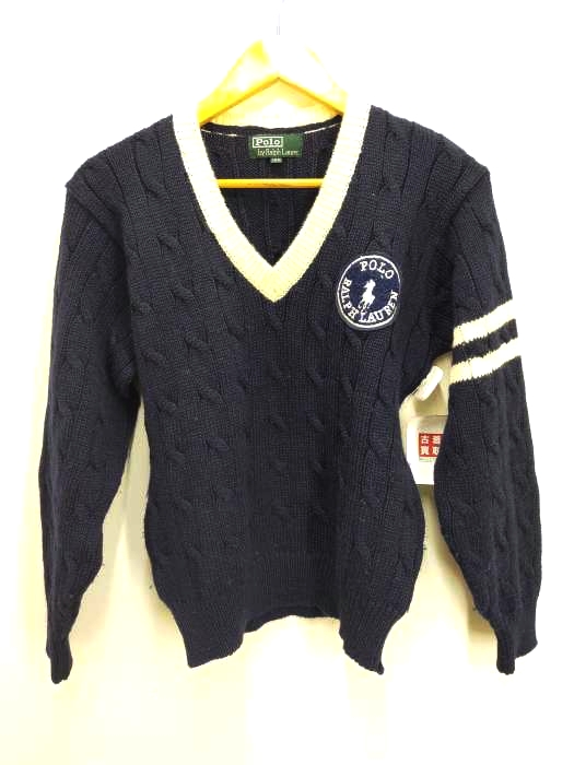 Polo by RALPH LAUREN(ポロバイラルフローレン) Vネック ラインケーブルニット セーター レディース  150