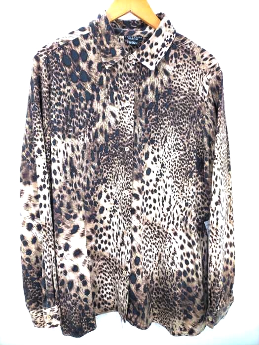 ユーズドフルギ USED古着 DONCASTER COLLECTION レオパード 総柄 シルクシャツ メンズ 表記無
