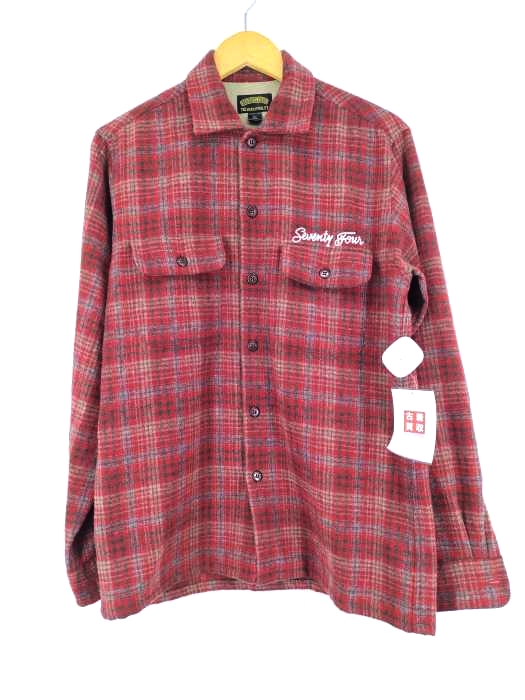 セブンティーフォー SEVENTY FOUR チェーンステッチオープンカラーウールボックスシャツ メンズ import：XL