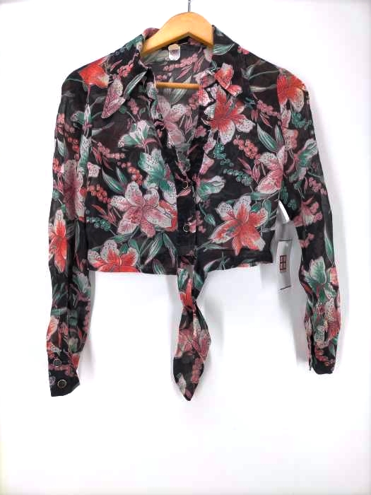 USED古着(ユーズドフルギ) 70-80s UNION MADE クロップドフローラルスキッパーシャツブラウス レディース 表記無