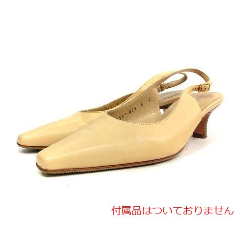 Salvatore Ferragamo(サルヴァトーレフェラガモ) パンプス バックストラップ スクエアトゥ レザー 5 22.0cm ベージュ /AN レディース  5(日本表記22.0cm相当)