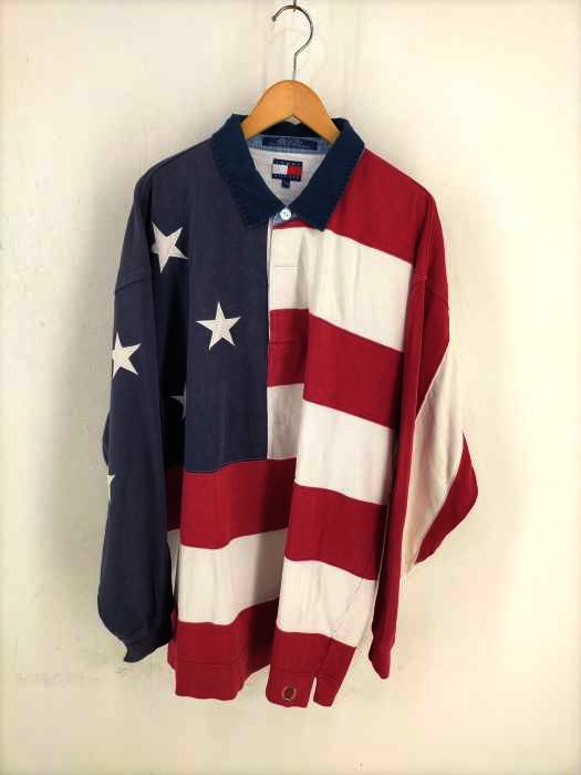 TOMMY HILFIGER(トミーヒルフィガー) 星条旗切替ラガーシャツ メンズ JPN：XL