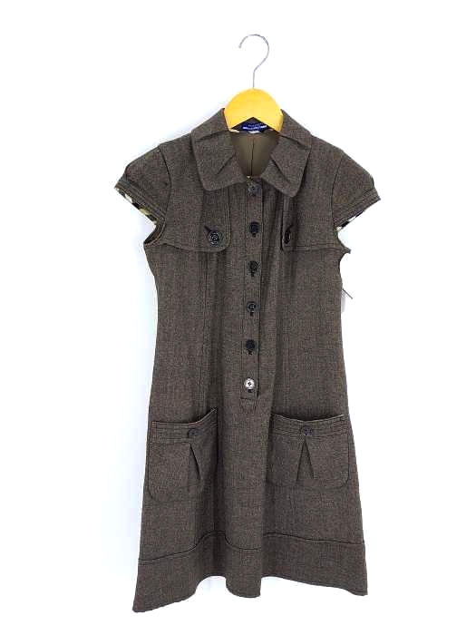 バーバリーブルーレーベル BURBERRY BLUE LABEL 丸襟 ツイード ガンパッチワンピース レディース  38