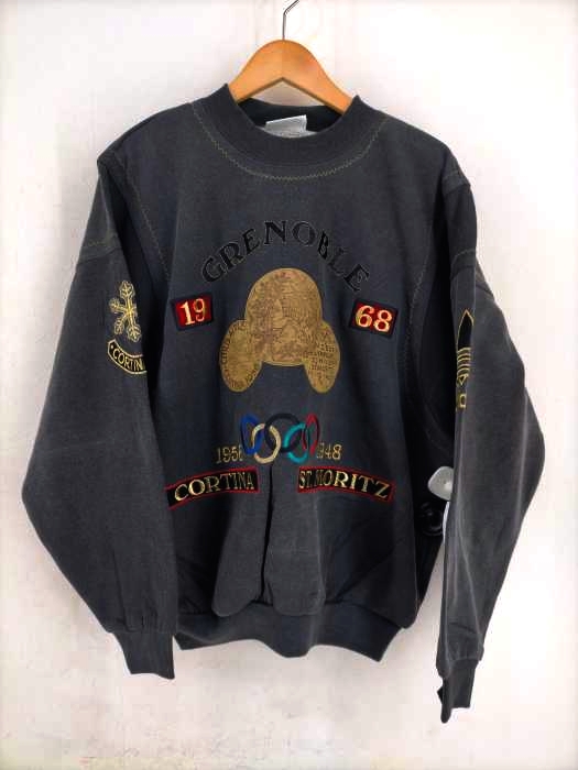 アディダス adidas 80-90S デサント製 オールドアディダス 記念 ビンテージスウェット メンズ import：S