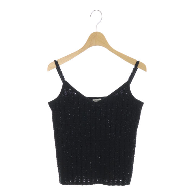 FOXEY(フォクシー) フォクシーブティック  FOXEY BOUTIQUE キャミソール ニット コットン ビーズ装飾 Vネック 42 黒 ブラック 13533 /AA ■OS レディース レディース  42（日本サイズ相当L)
