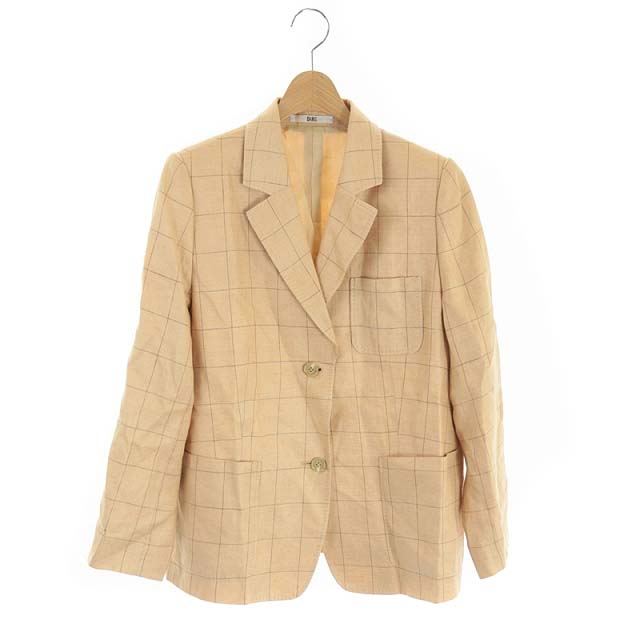 DAKS(ダックス) テーラードジャケット チェック 2B 背抜き 胸ポケット 13ABR ベージュ /ES ■EC レディース  13ABR(日本サイズXL相当）