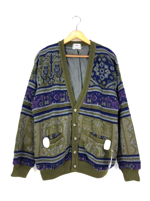 USED古着(ユーズドフルギ) adonica 総柄 アクリル カーディガン メンズ JPN：XXL