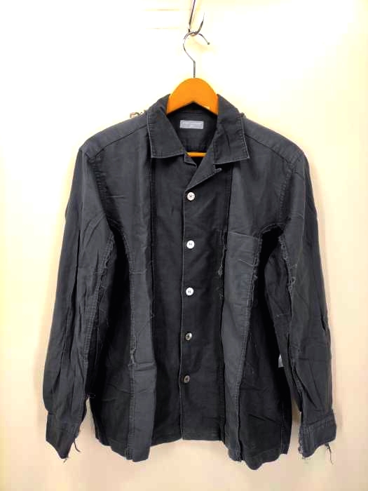 COMME des GARCONS HOMME(コムデギャルソンオム) AD2002 田中オム ツギハギデザイン ループカラー 切りっぱなし加工 ボックス開襟シャツ メンズ 表記無
