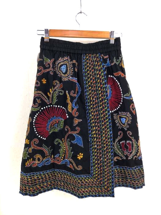 ユーズドフルギ USED古着 刺繍フロントスリットスカート レディース 表記無