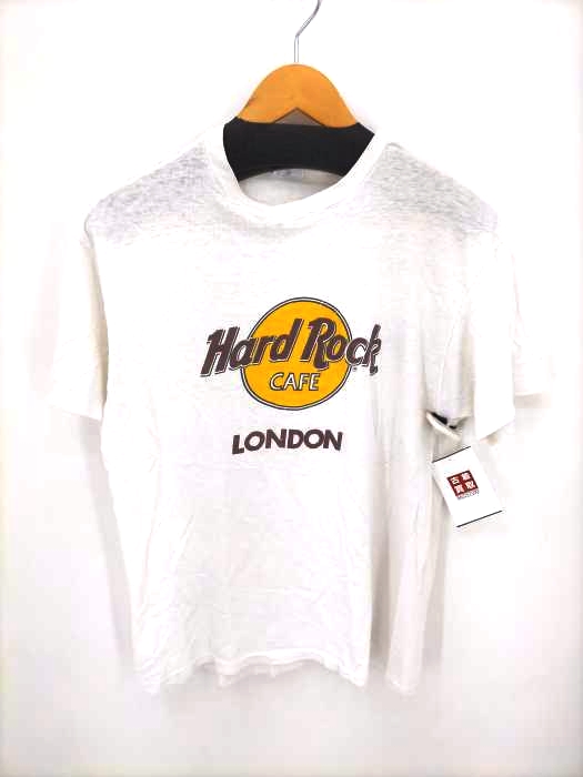 Hanes(ヘインズ) 80S USA製 Hard Rock CAFE LONDON フロントプリントTシャツ 裾袖シングル レディース JPN：L