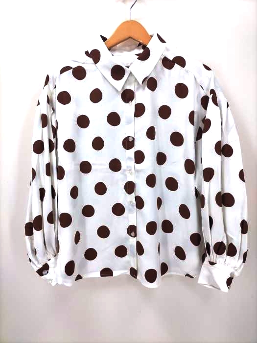 rienda(リエンダ) Shoulder tack volume SH TOP ドット柄ブラウス レディース FREE