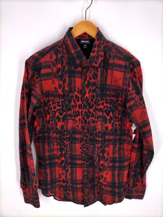 Just Cavalli(ジャストカヴァリ) レオパード 転写総柄 ウエスタンシャツ メンズ JPN:46