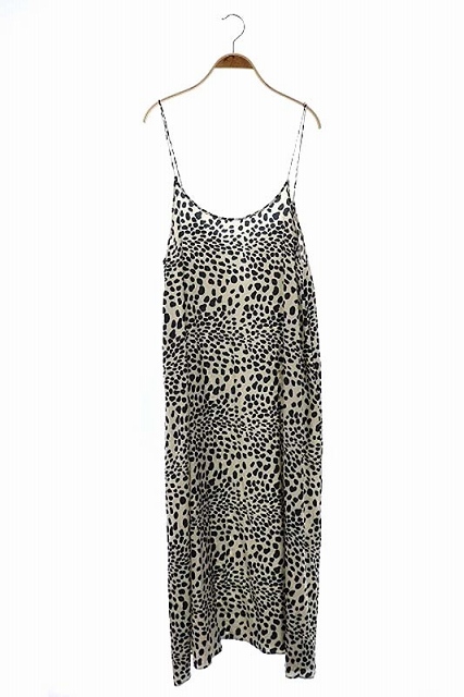 Uhr(ウーア) 19AW Camisole Dress キャミソール ドレス ワンピース 総柄 フレア ロング 38 ベージュ 黒 /HS ■OS レディース レディース  38