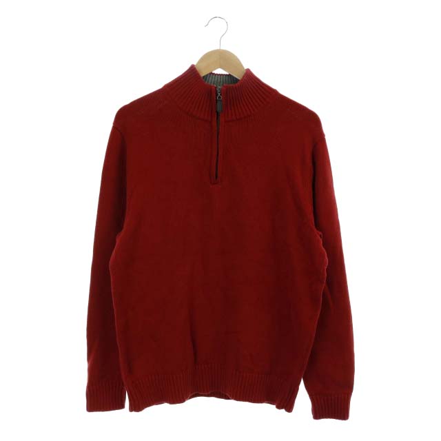 L.L.Bean(エルエルビーン) ニット セーター ハーフジップ ハイネック 長袖 コットン L 赤 レッド /MF メンズ  L