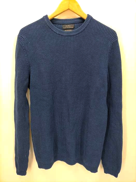 ZARA(ザラ) インディゴ染め 畔編みコットンニット メンズ JPN：M