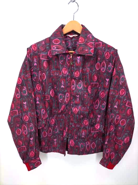 ユーズドフルギ USED古着 60S Cober Knit NEW YORK 総柄 スウィングトップブルゾン メンズ  14