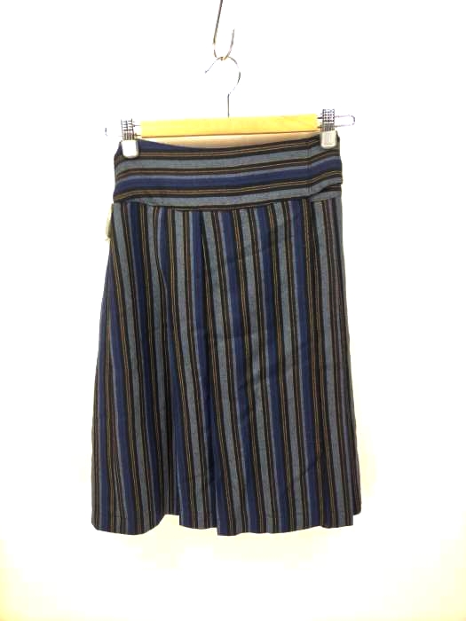 ケンゾーパリス KENZO PARIS OLD ストライプ柄 ウールフレアラップスカート レディース JPN：M