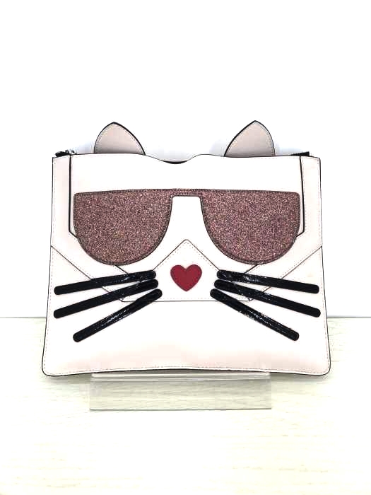 KARLLAGERFELD(カールラガーフェルド) キャットデザイン ラメ装飾 クラッチバッグ レディース 表記無