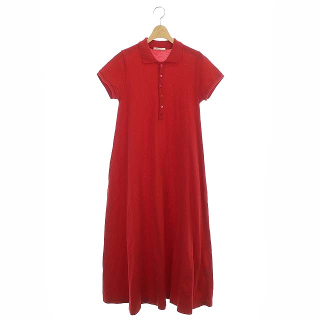 MACPHEE(マカフィー) マカフィー MACPHEE トゥモローランド 19SS ポロワンピース ロング 半袖 フレア 鹿の子 36 赤 レッド /ES レディース レディース  36（日本サイズS相当）