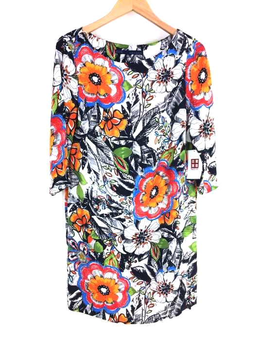 ZARA BASIC(ザラベーシック) 花柄ひざ丈チュニックワンピース レディース  XS
