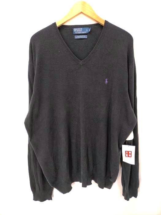 Polo by RALPH LAUREN(ポロバイラルフローレン) PIMA COTTON ポニー刺しゅう Vネック コットンニット メンズ import：XL