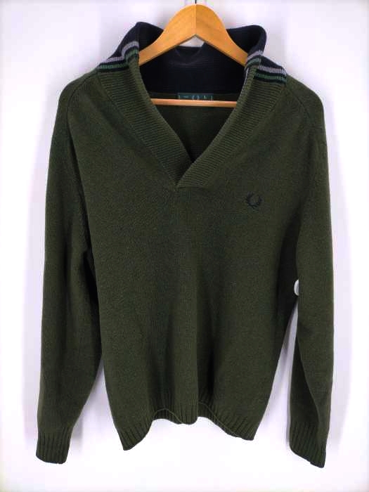 FRED PERRY(フレッドペリー) ロゴ刺繍ロールネックウール混ニット メンズ JPN：L