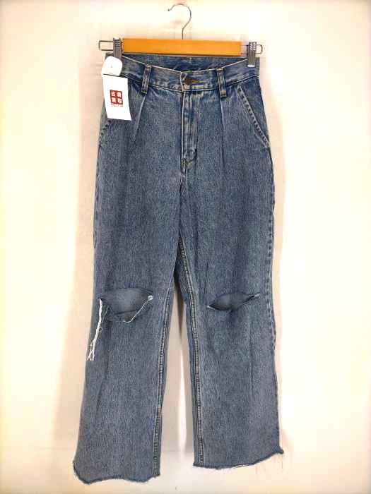 エックスガール X-girl KNEE SLIT WIDE LEG DENIM PANTS レディース JPN：XS